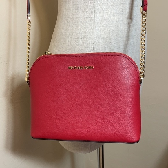 Michael Kors Dome Cindy crossbody leather bag red - Picture 3 of 8